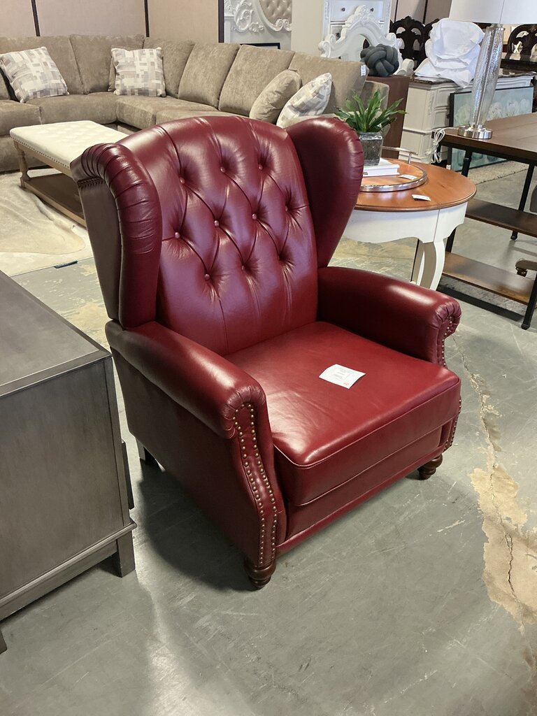 Oscar 31.5" Wide Genuine Leather Arm Chair-Burgundy