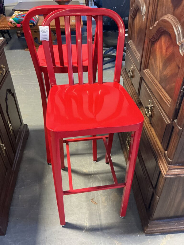 Metal Bart Height Stool- Red (Pair)