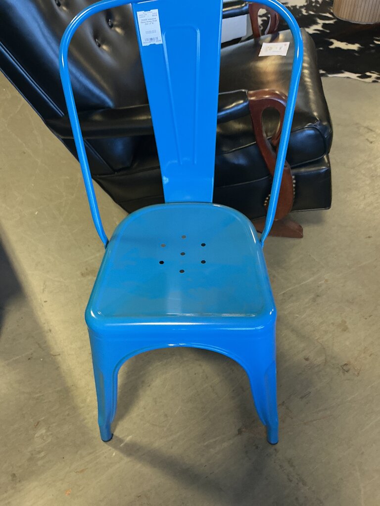 Industrial Metal Dining Chair-Blue (Set of 4)