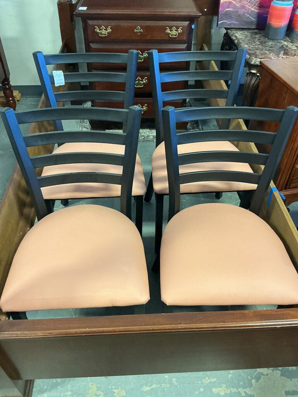 Ladder Back Dining Chair- Black & Salmon (Set of 4)