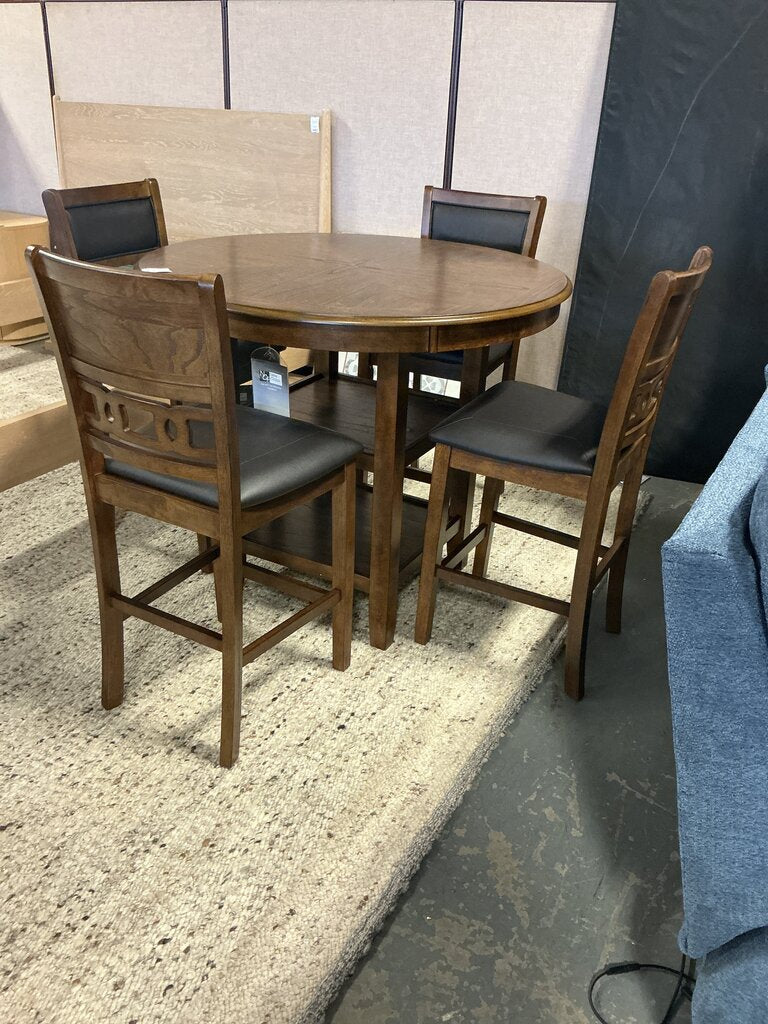 Gia 5-Piece Transitional Wood Dining Set in Brown