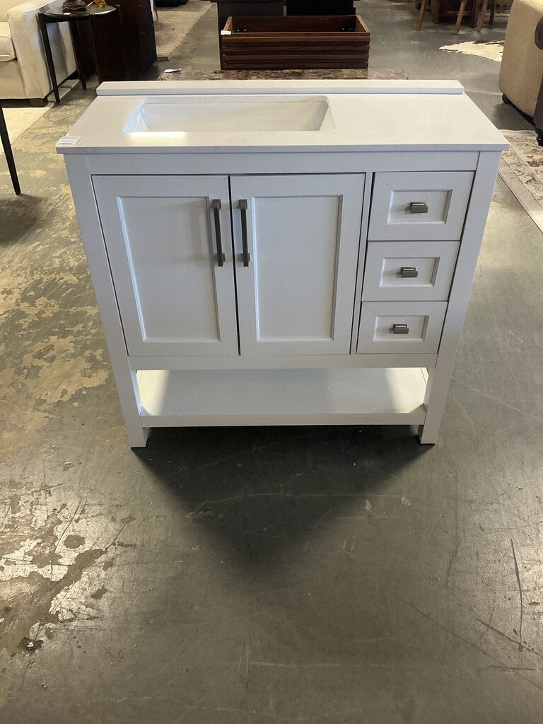 Vega 36" Bathroom Vanity w/ Carrara Marble Top