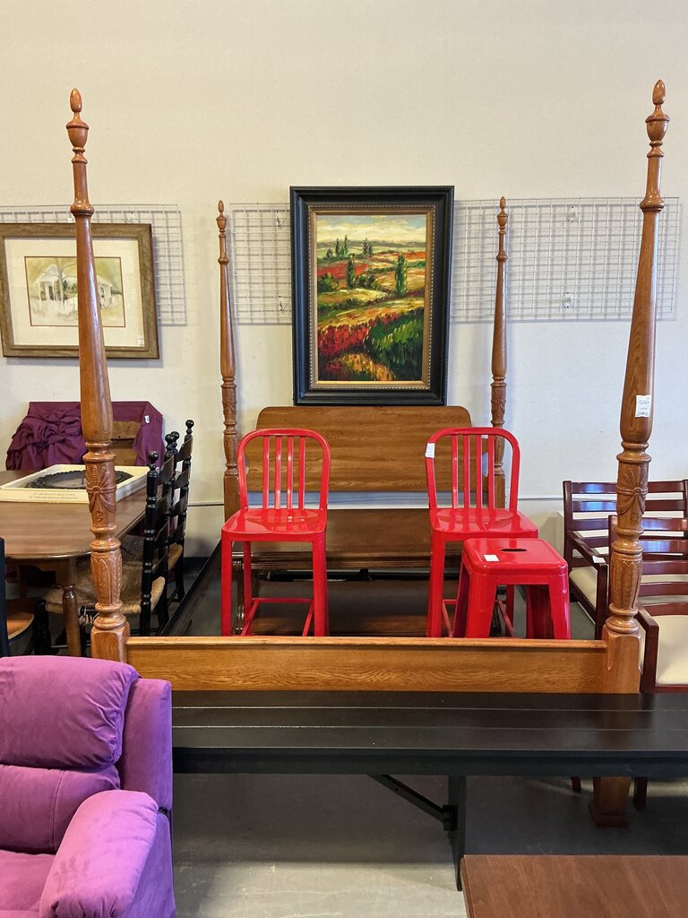 Oak Rice Style 4-Poster Bed (Queen/Full)