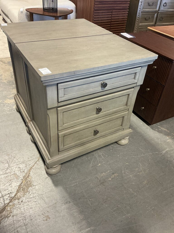 Greywash 3 Drawer Nightstand