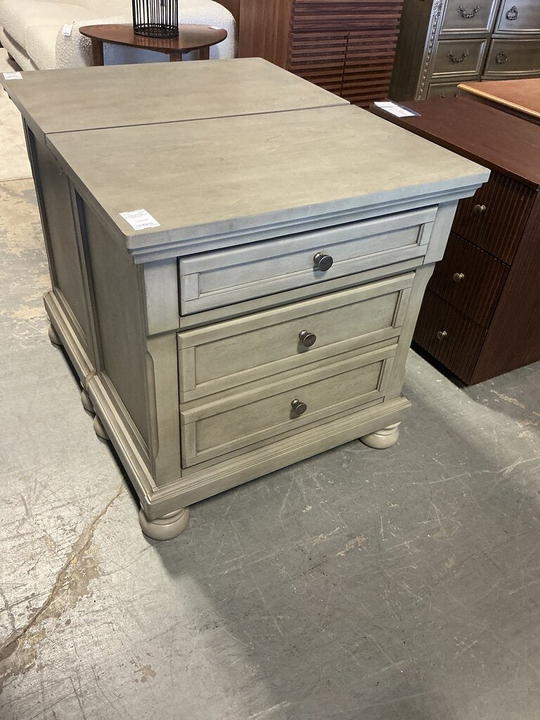 Greywash 3 Drawer Nightstand