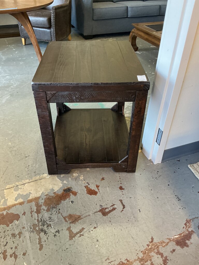 2 Tier Dark Wood End Table