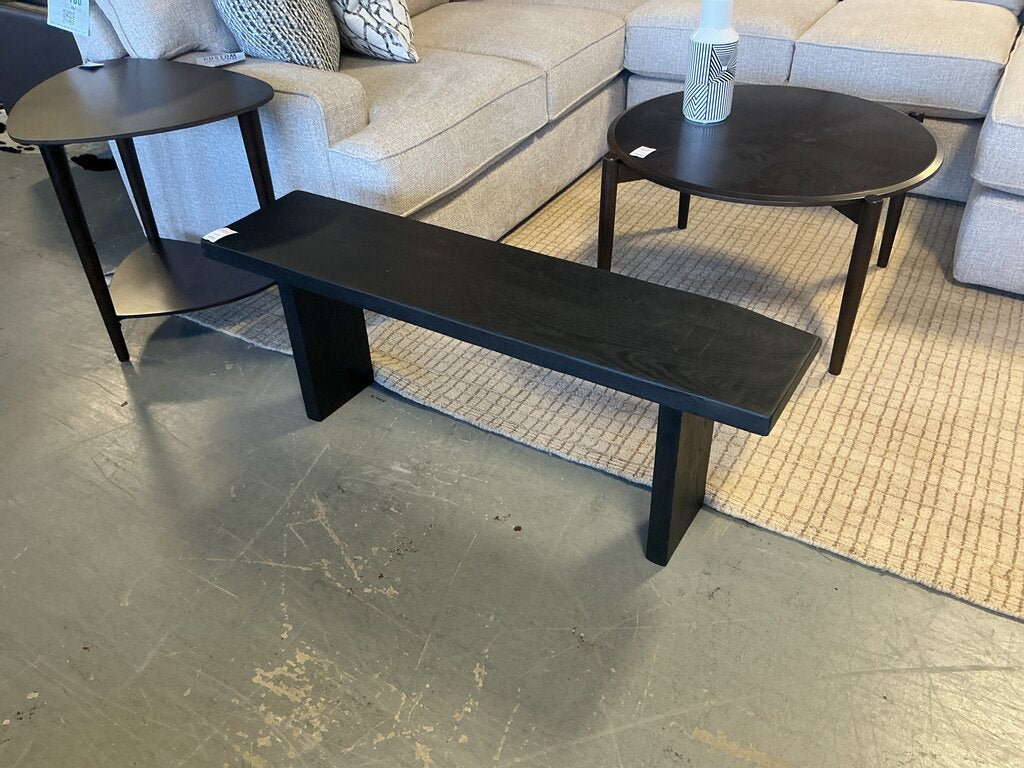 Black Stain Ash Wood Bench- (4'W x 11.5"D x 19"H)