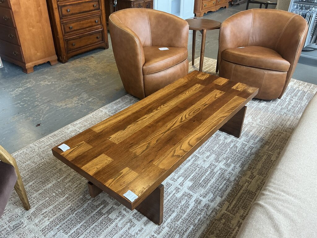 Oak Two-Tone Coffee Table (2' x 5') (As-Is, Leg)