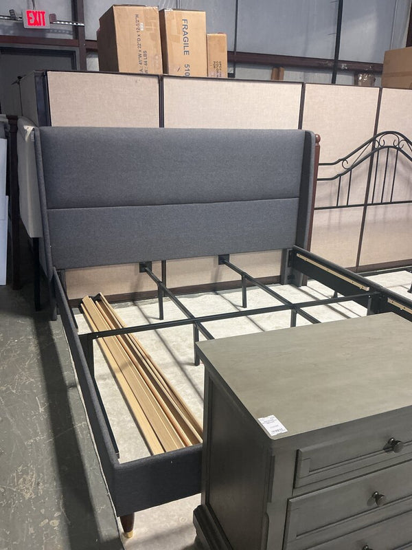 Grey King Upholstered Bed