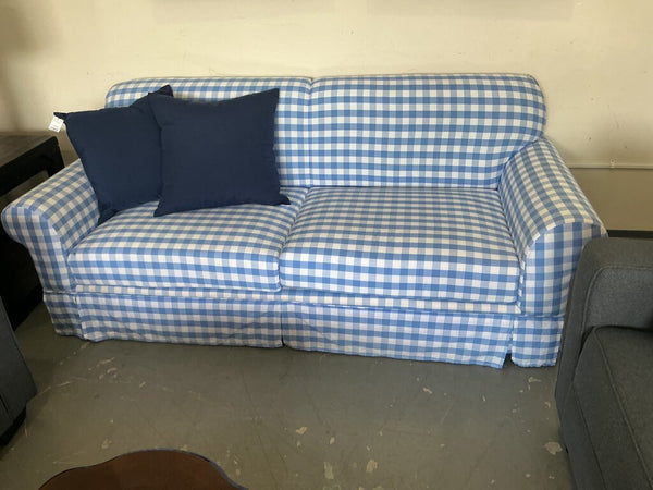 Blue & White Plaid Sofa