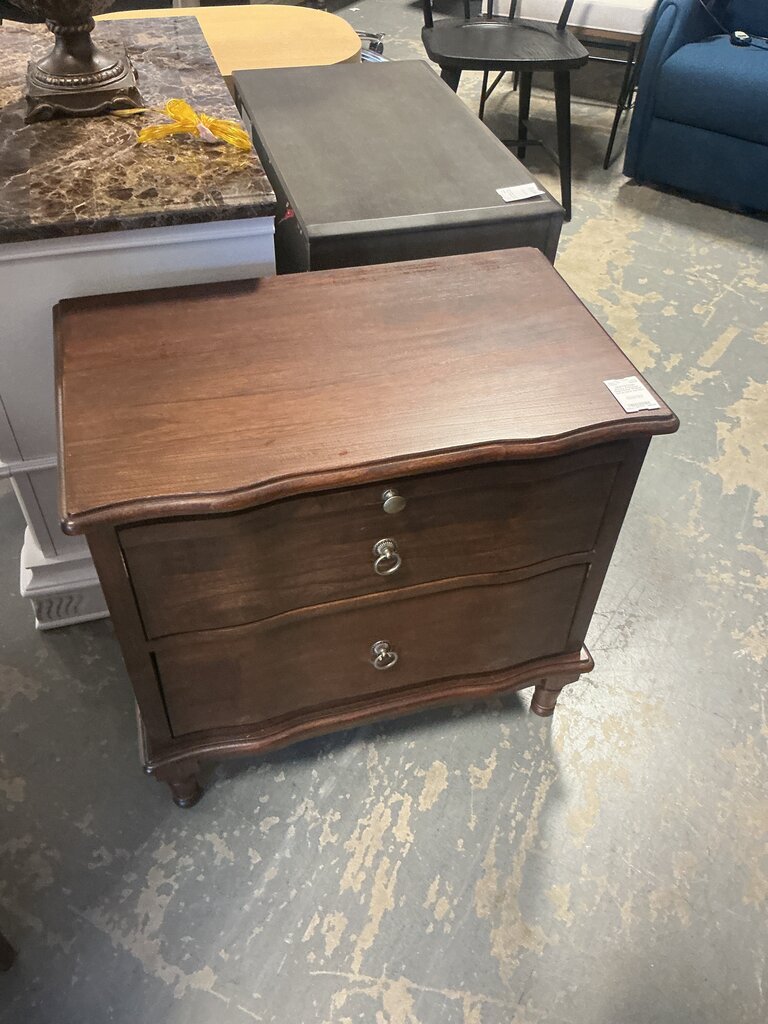 Becky 2-Drawer Nightstand Walnut (as-is back corner)
