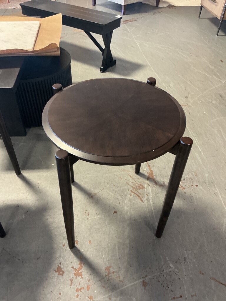 Round MCM Style End Table (Walnut)