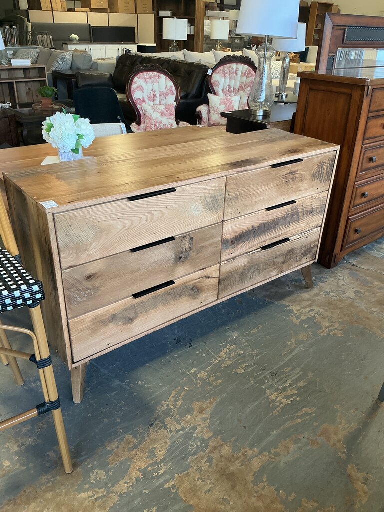 Amish Modern 6 Drawer Dresser- Natural Matte