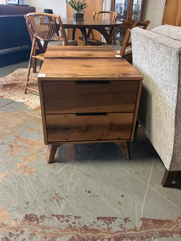 Amish MCM Style 2 Drawer Nightstand- Medium Stain