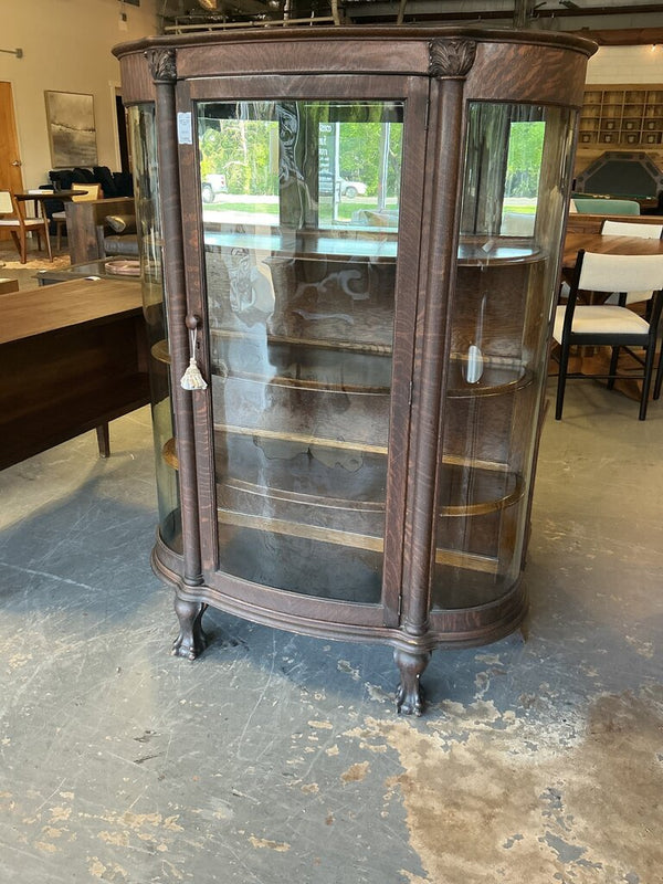 Antique Tiger Oak Curio Cabinet