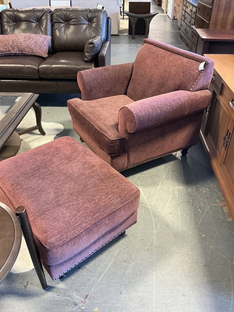 Plum Armchair w/ Ottoman