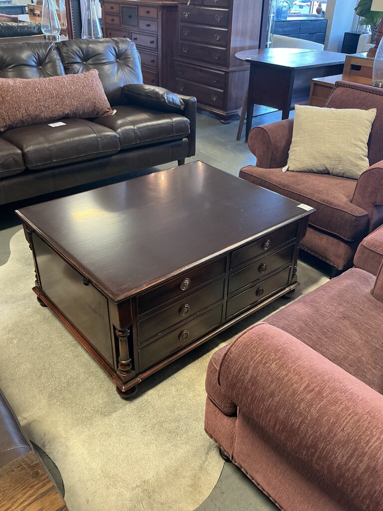 Dark Wood 12 Drawer Coffee Table