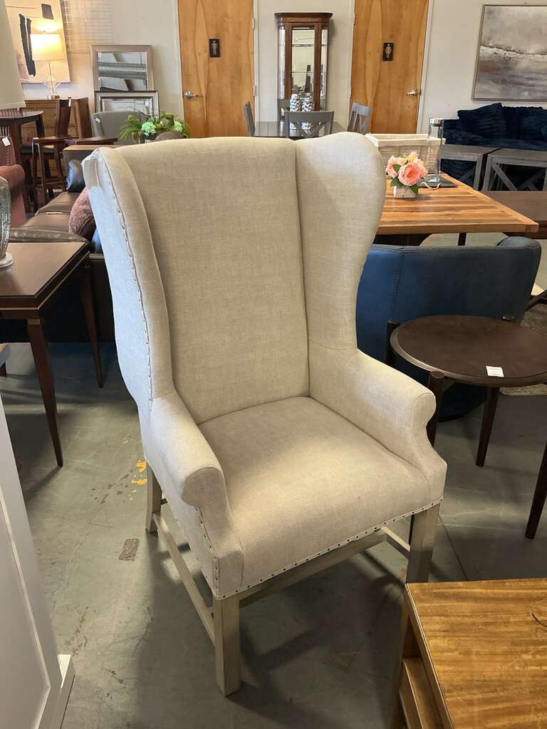 Wingback Upholstered Armchair Performance Bisque Linen