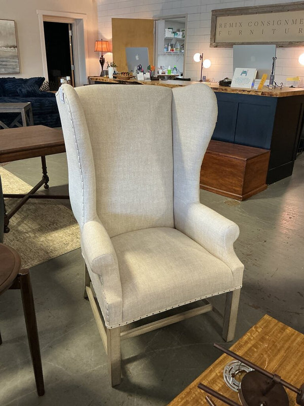 Wingback Upholstered Armchair Performance Bisque Linen