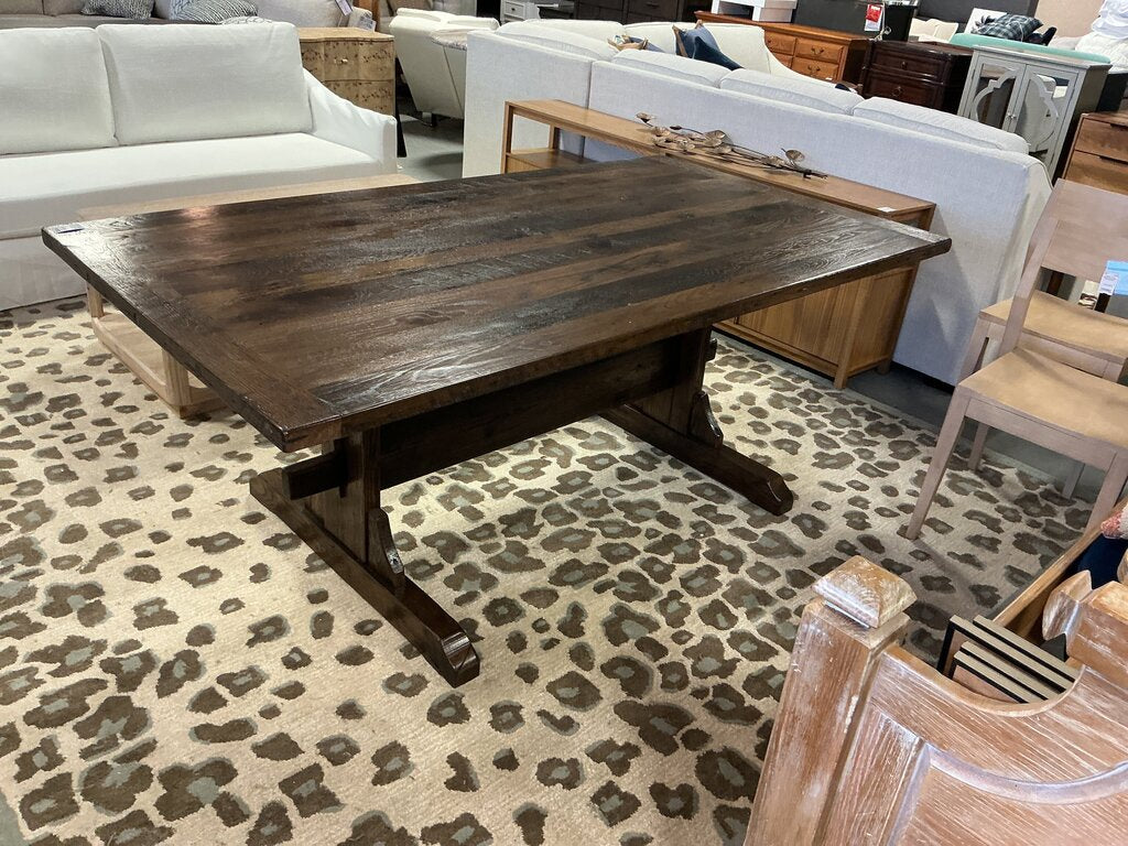 Reclaimed Trestle Dining Table 76" x 42"- Dark Walnut