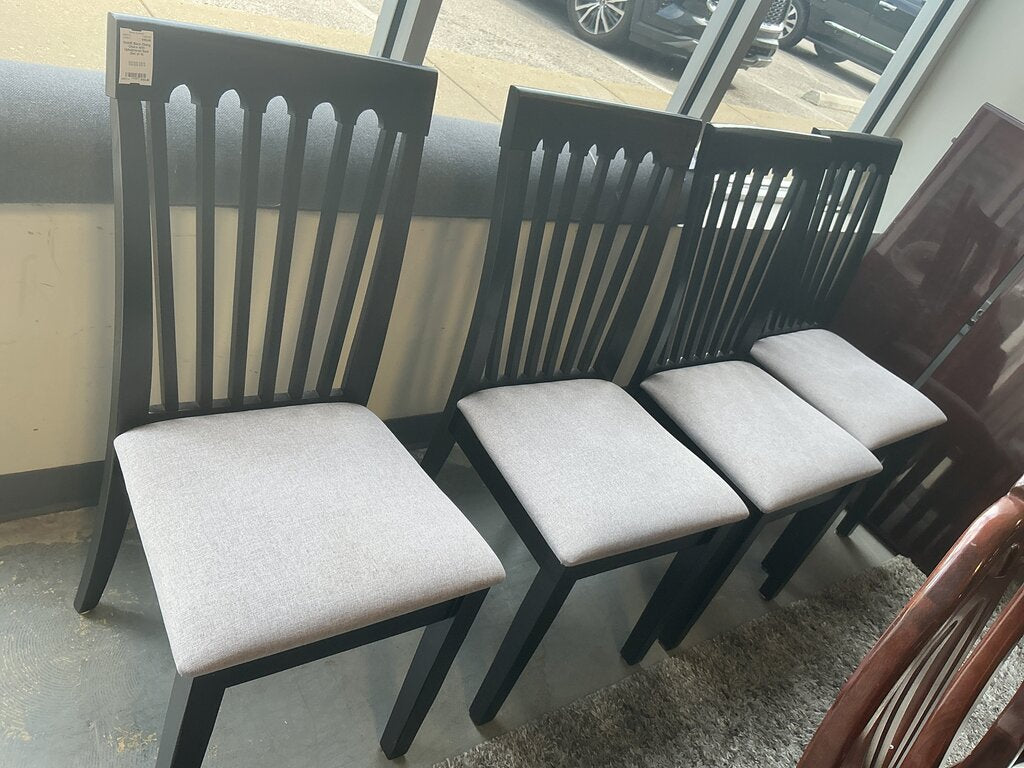 Black Dining Chairs with Upholstered Seat (Set of 4)
