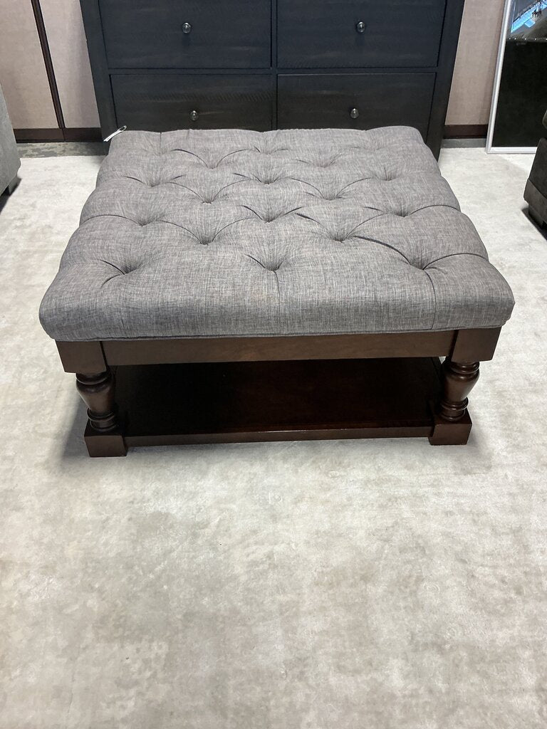 Grey Upholstered Square Ottoman