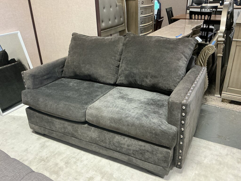 Dark Grey Loveseat (As-Is, Fading)