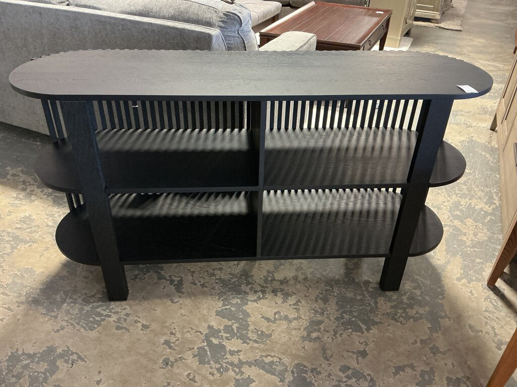 Black Slatted Console Shelf - 61"