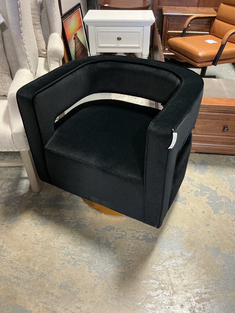 Blanca Swivel Barrel Chair-Black (As-Is Tear)