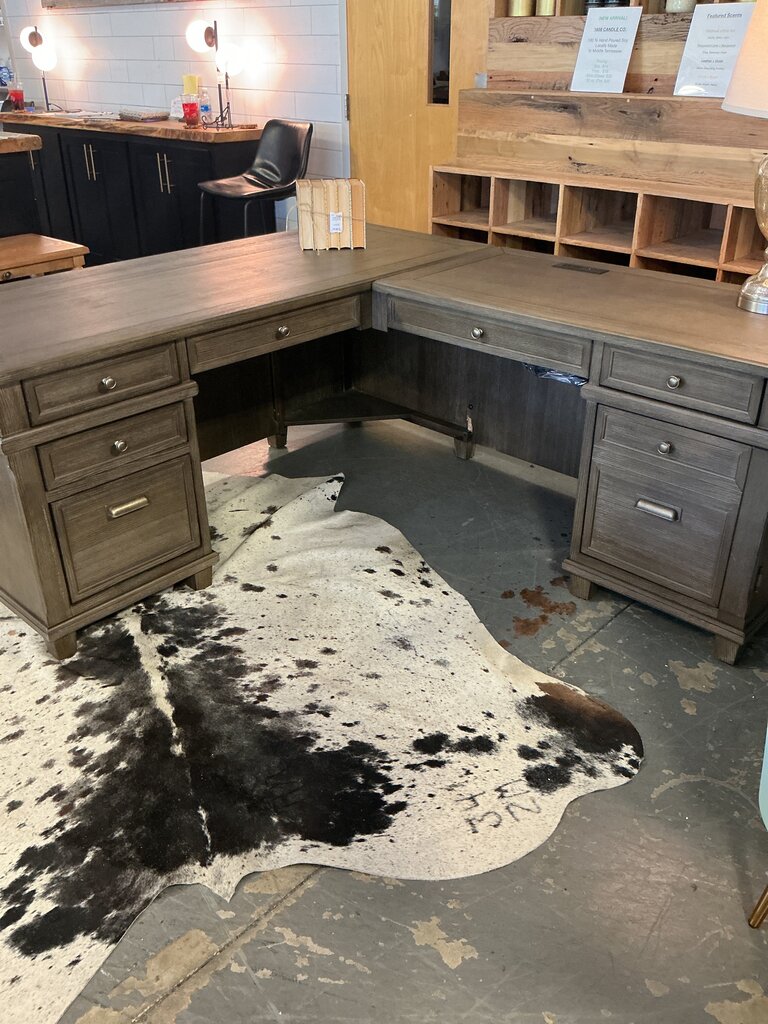 Carson Wood L Shade Desk Gray As-Is