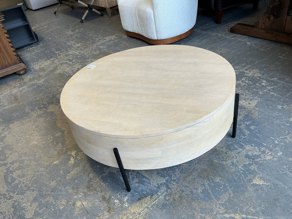 Rayburn Drum Coffee Table- White Wash