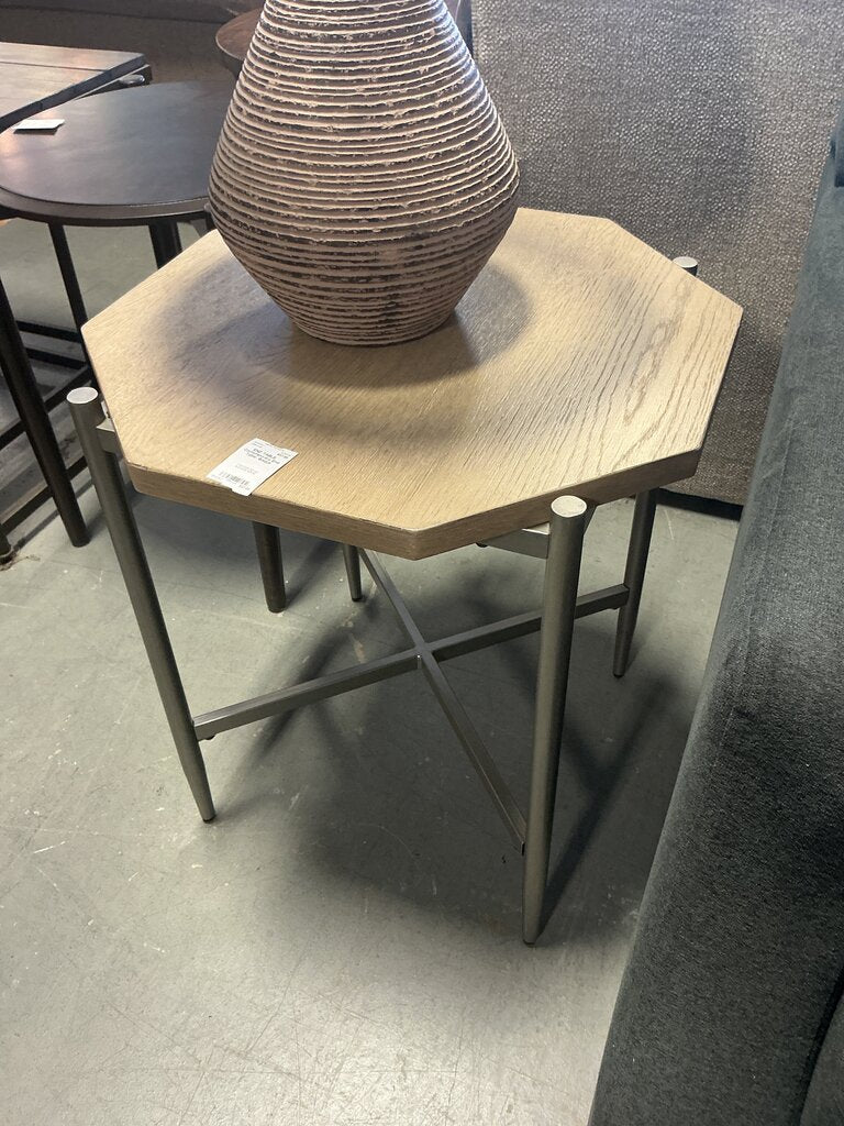 Contemporary End Table- Bisque