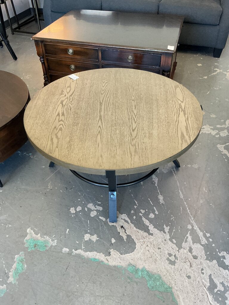 Round Industrial Coffee Table- Grey