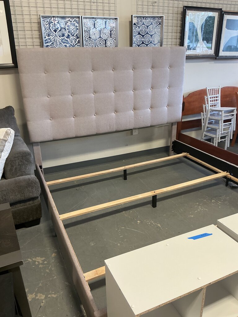 Grey Upholstered King Bed