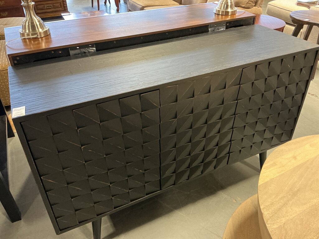 Black 3 Door Credenza (As-Is, Door)