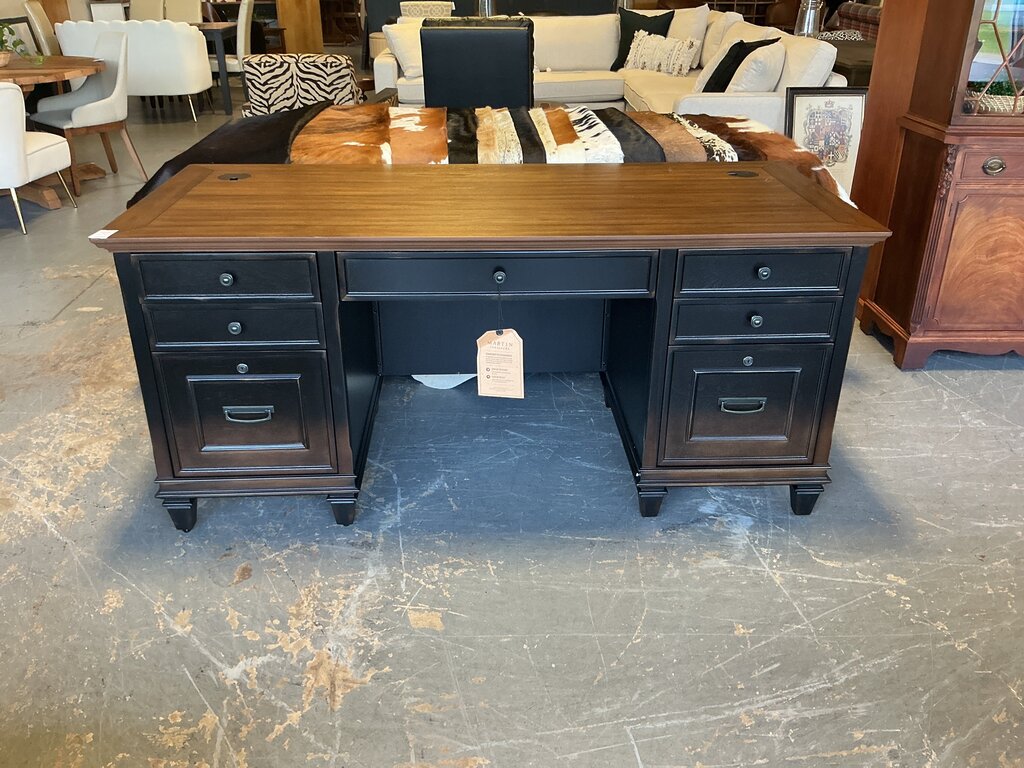 Hartford Wood Double Pedestal Desk- Black