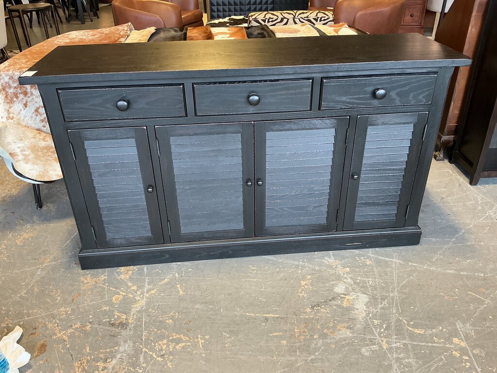 Pottery Barn Black Louvre Door Console