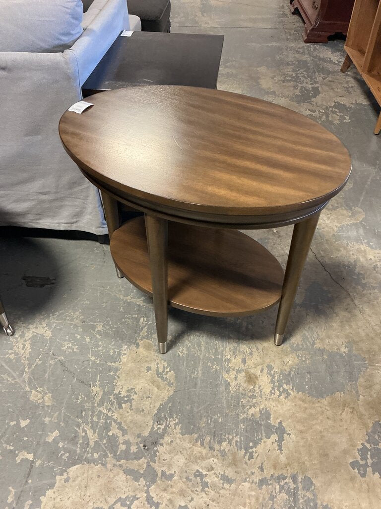 Dark Wood Oval End Table