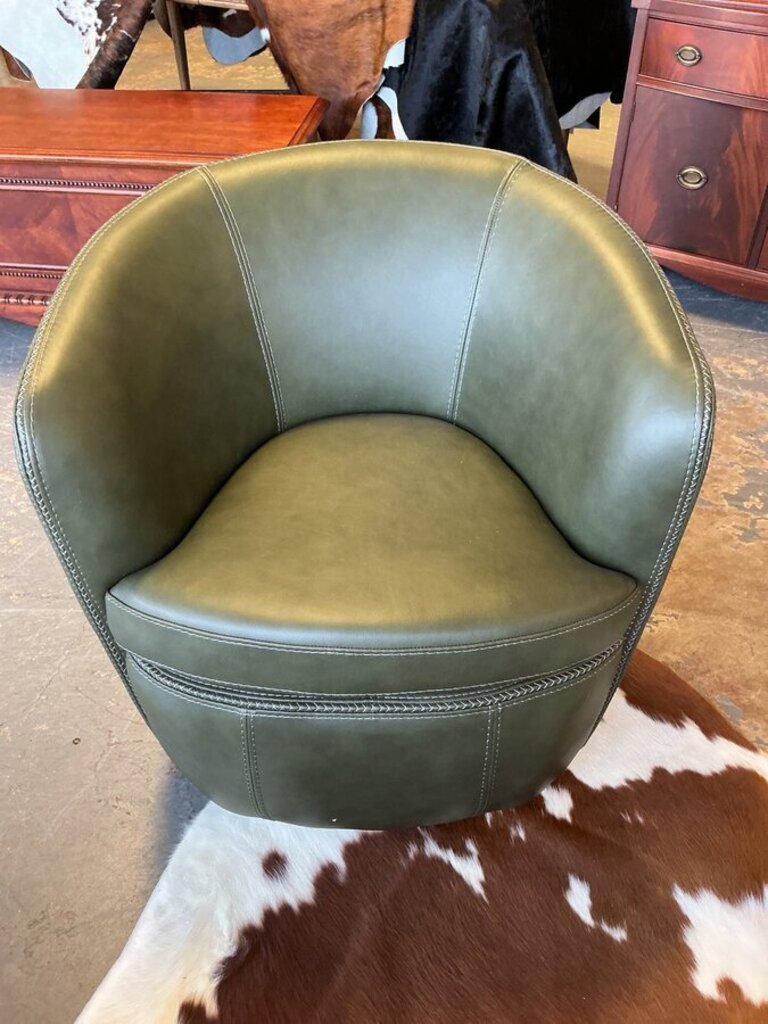 Italian Leather Swivel Chair- Lyric Sage