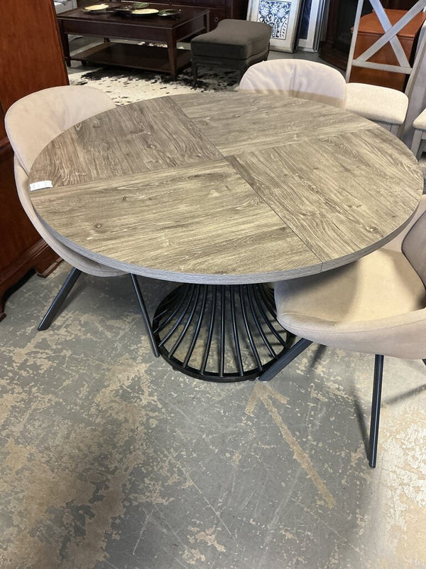 Faux Wood & Metal Dining Table