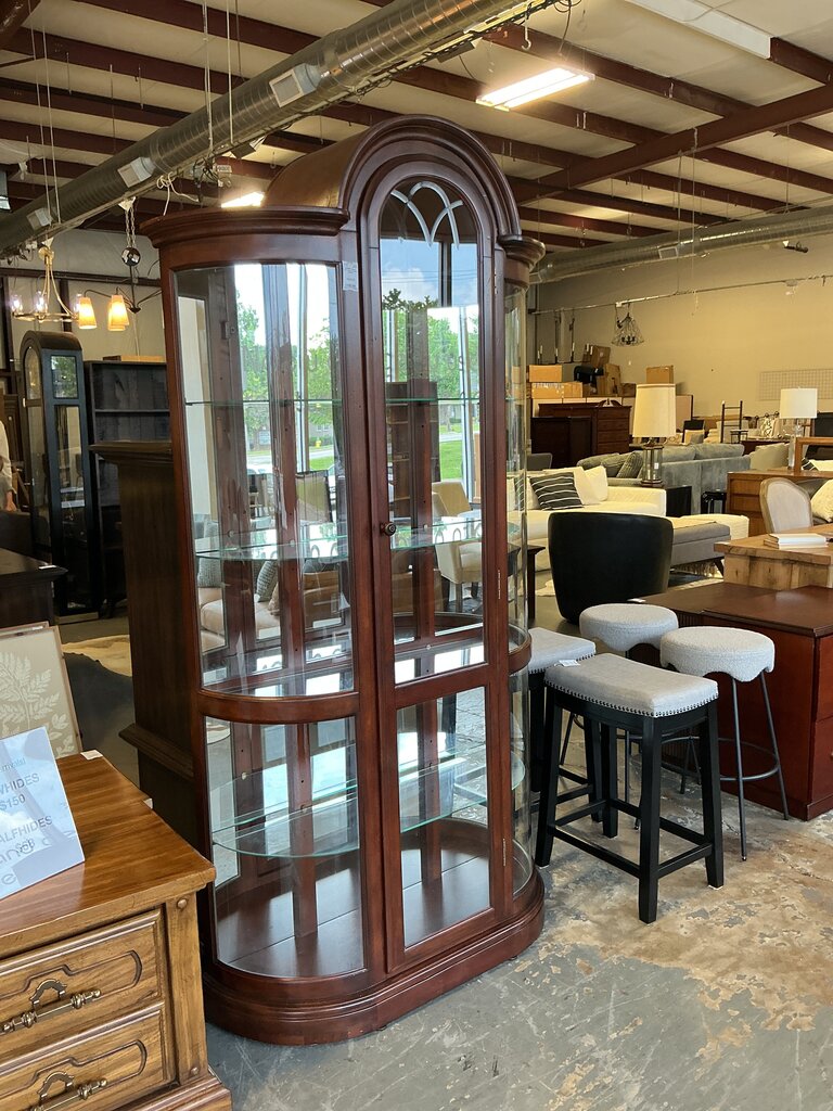 Cherry Tone Curved Display Cabinet