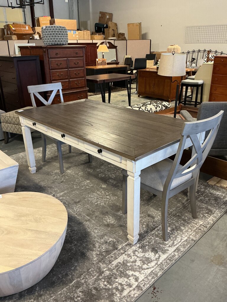 Two-Tone Dining Table W/Drawers (as-is)