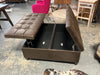 Harrison Faux Leather Storage Ottoman- Distressed Brown