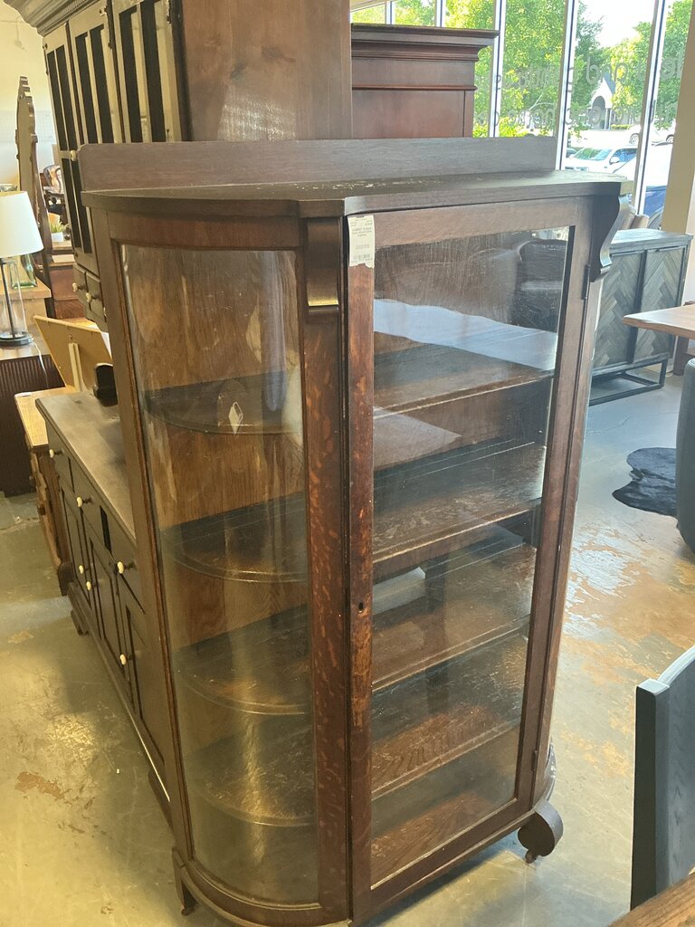 Antique Dark Wood Curio Cabinet