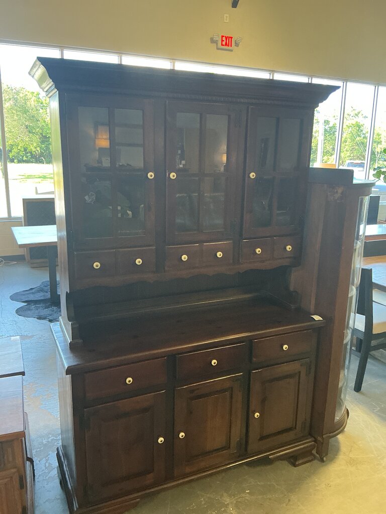 2pc Dark Wood Hutch (As-Is, Door)