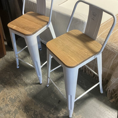 Industrial 24 inch Counter Height Stool-White (Set of 2)