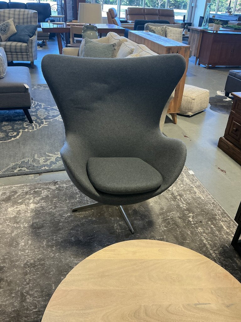 MCM Style Wingback Chair Gray Felt