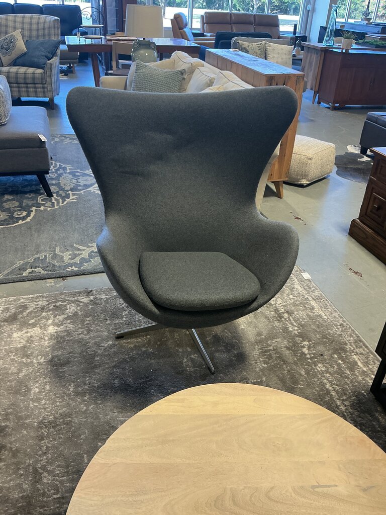 MCM Style Wingback Chair Gray Felt
