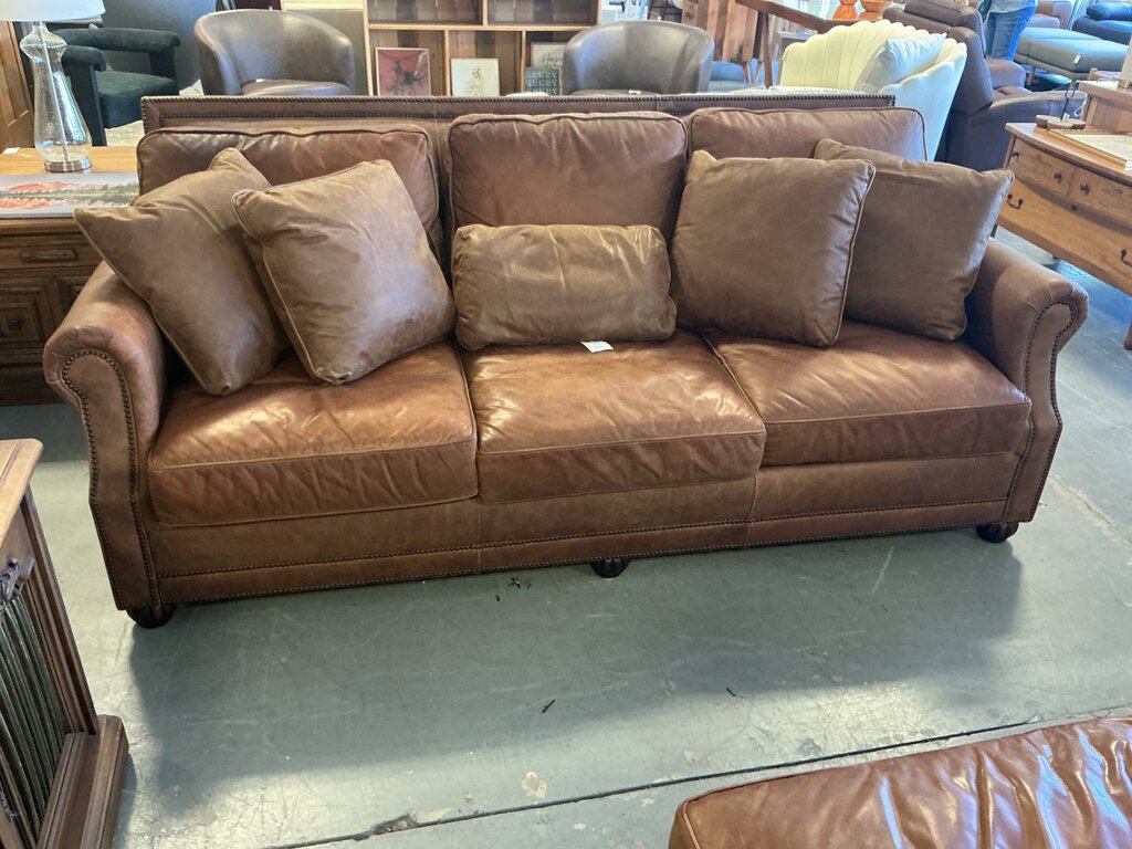 King Hickory Leather Sofa (As-Is, Tear)