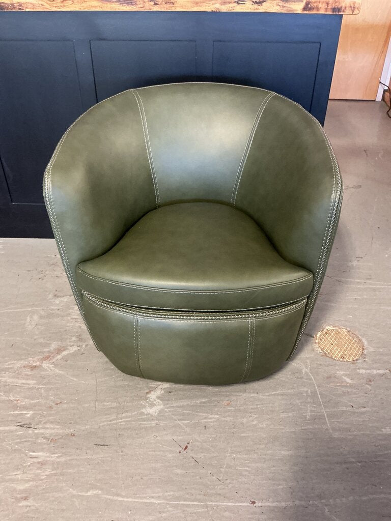 Italian Leather Swivel Chair- Lyric Sage
